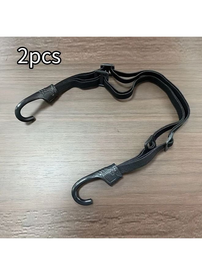 2pcs Black Nylon Helmet Strap Hook Adjustable Motorcycle Bicycle Rack Secure - Image 1