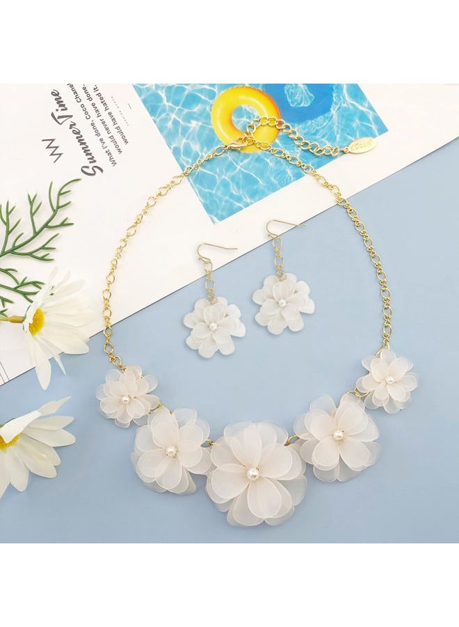 Bocar Acrylic Pendant Collar Flower Statement Choker Necklace for Women, Acrylic, No Gemstone - Image 2