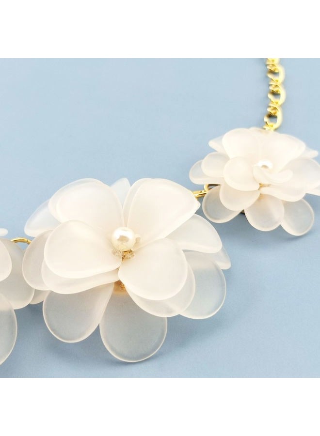 Bocar Acrylic Pendant Collar Flower Statement Choker Necklace for Women, Acrylic, No Gemstone - Image 3