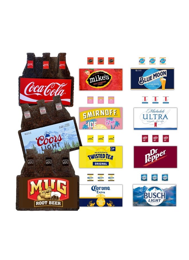 Lashicorn - Beer Can Bottle 6 Pack Case Freshie Cardstock Cutouts 11 Designs 44 Pieces Manly Cardstock Drip Can Scented Aroma Beads Bake W/Mold For Car Freshie Beer Hard Seltzer - Image 1
