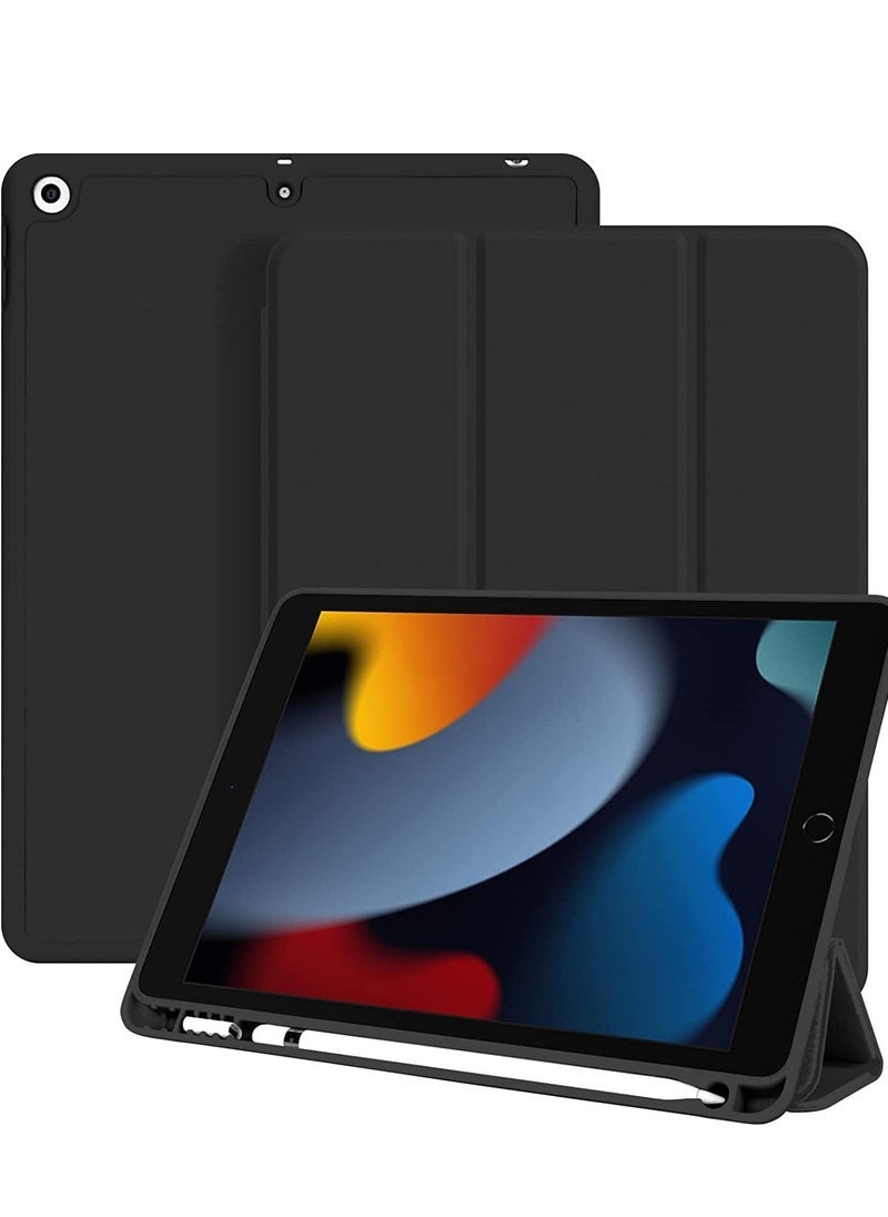 MUDISO iPad 10.2 Case for 9th, 8th & 7th Generation | Slim Smart Trifold Stand Cover with Auto Wake/Sleep Function | Soft TPU Back Protective Shell with Pencil Holder | Lightweight Magnetic Flip Case for iPad 10.2 Inch – Black - Image 1