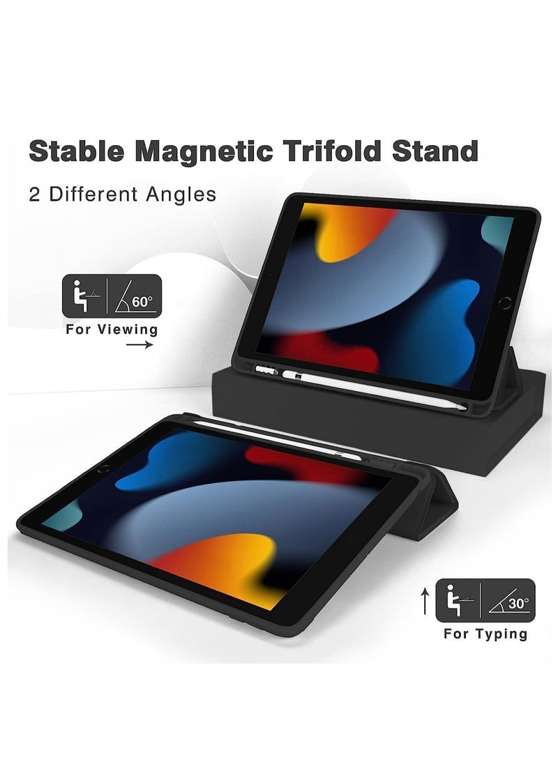 MUDISO iPad 10.2 Case for 9th, 8th & 7th Generation | Slim Smart Trifold Stand Cover with Auto Wake/Sleep Function | Soft TPU Back Protective Shell with Pencil Holder | Lightweight Magnetic Flip Case for iPad 10.2 Inch – Black - Image 2