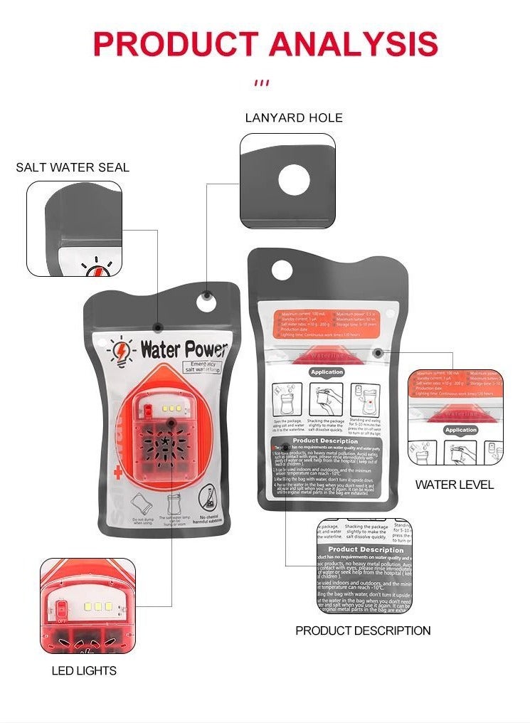 Emergency Salt Water Lamp for Power Outages Portable Salt Water Powered Light No Needed Battery Powered Lights Environmentally Friendly Travel Lamp for Hiking, Camping, Cycling - Image 4