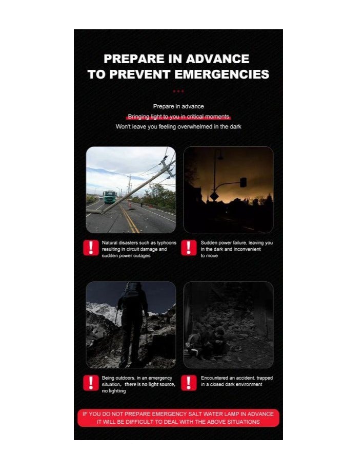 Emergency Salt Water Lamp for Power Outages Portable Salt Water Powered Light No Needed Battery Powered Lights Environmentally Friendly Travel Lamp for Hiking, Camping, Cycling - Image 3