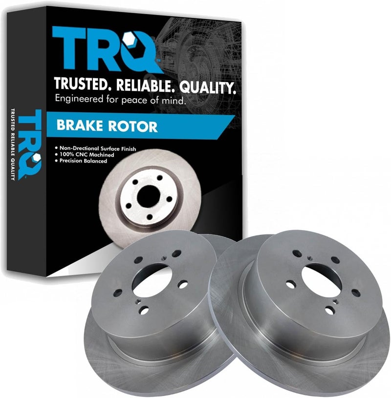 TRQ Rear Brake Rotors Set Solid Compatible with 2005-2009 Subaru Legacy Outback - Image 1