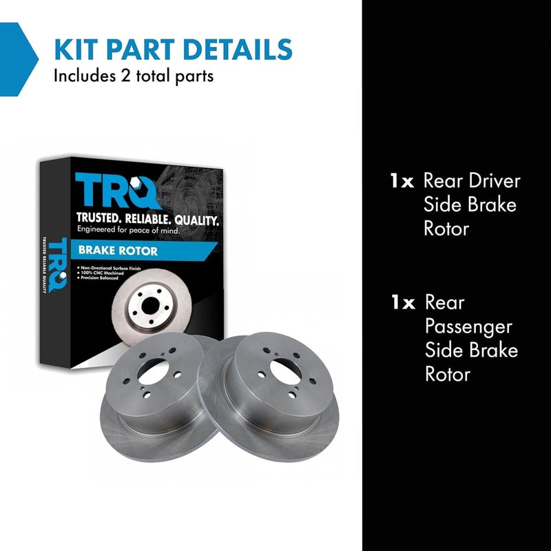 TRQ Rear Brake Rotors Set Solid Compatible with 2005-2009 Subaru Legacy Outback - Image 2