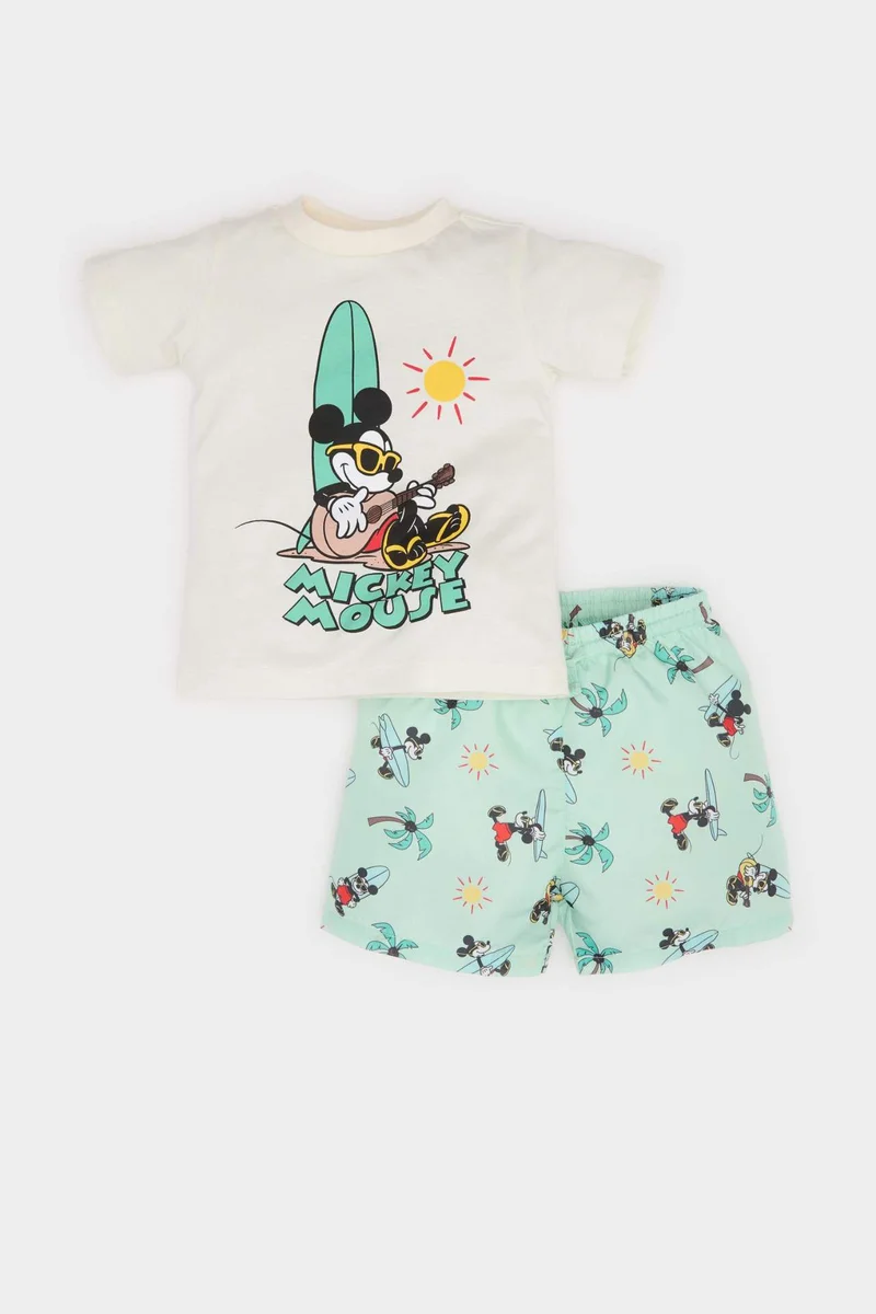 DeFacto Baby Boy Disney Mickey &amp; Minnie T-Shirt Shorts 2 Piece Set