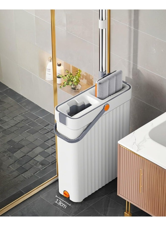 هابي هوم مجموعة ممسحة أرضية مسطحة وجردل مع عصارة لتنظيف الأرضيات المنزلية مع 2 وسادة من الألياف الدقيقة قابلة للغسل - Image 4