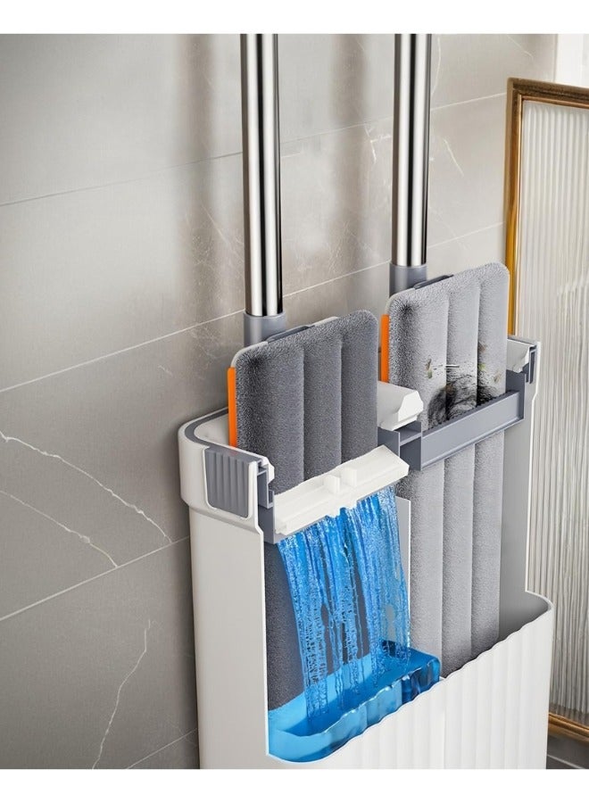 هابي هوم مجموعة ممسحة أرضية مسطحة وجردل مع عصارة لتنظيف الأرضيات المنزلية مع 2 وسادة من الألياف الدقيقة قابلة للغسل - Image 5