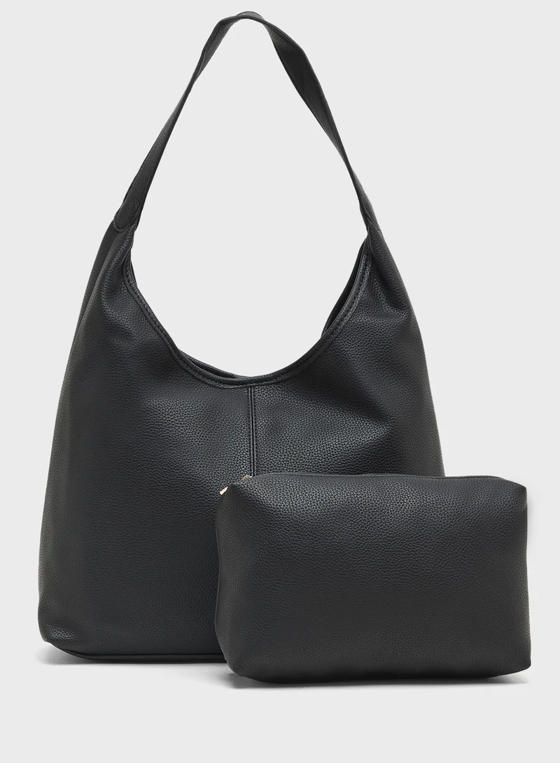 ELLA Textured Shoulder Bag with Pouch