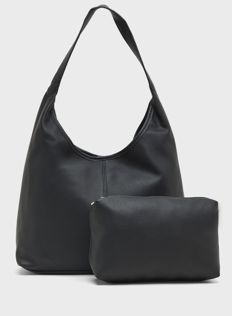 ELLA Textured Shoulder Bag with Pouch  - Image 1