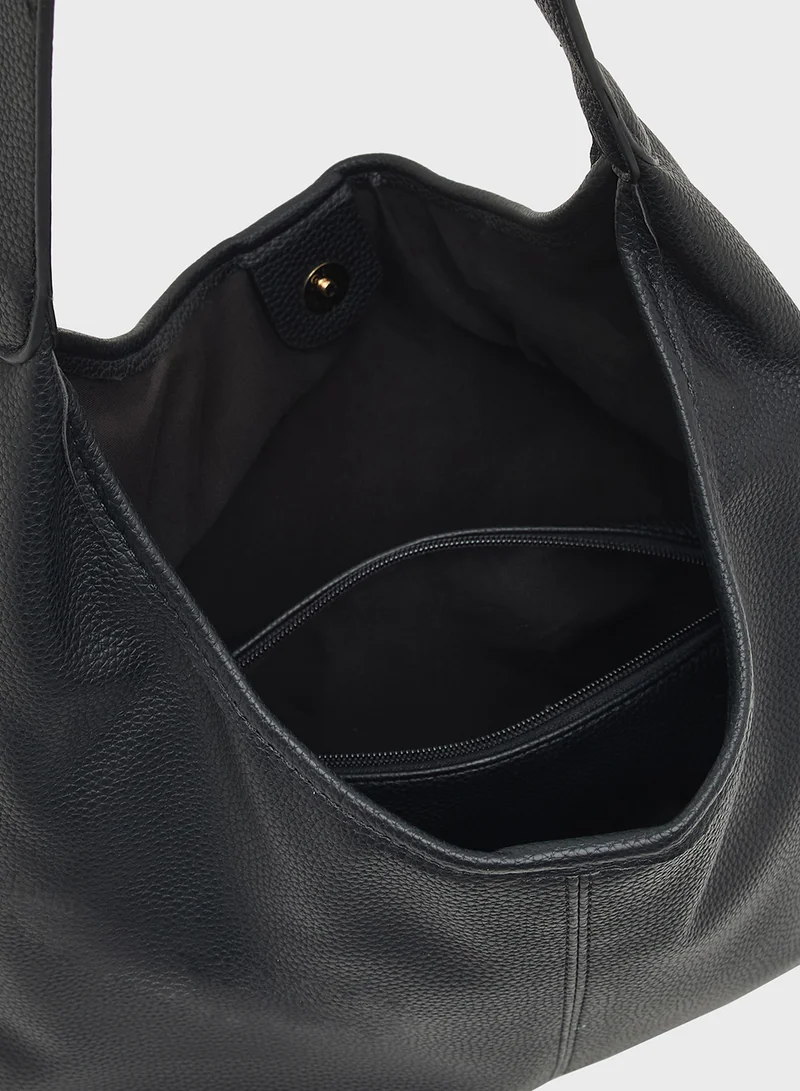 ELLA Textured Shoulder Bag with Pouch
