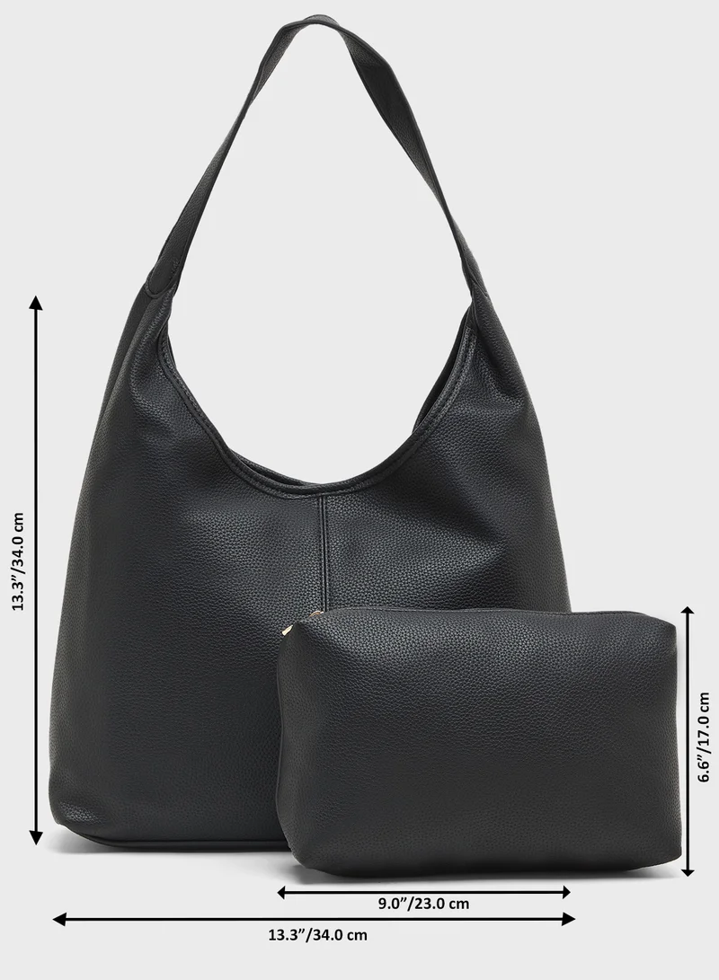 ELLA Textured Shoulder Bag with Pouch