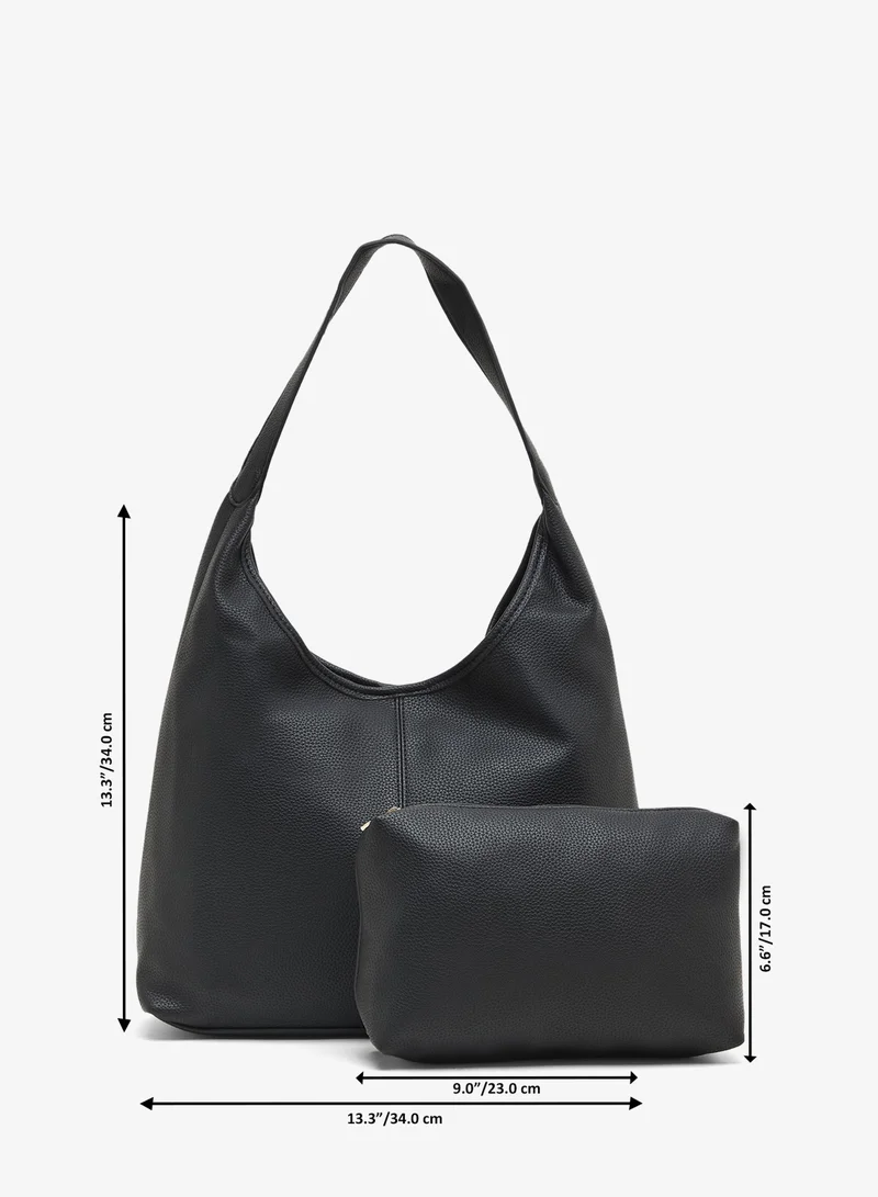 ELLA Black Textured Shoulder Bag with Pouch for Women | Best Price UAE