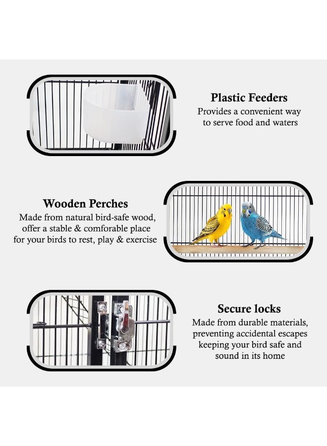 NNC PETS Rolling stand bird cage with Storage shelf, Cozy hammock, & Multi-functional activity bird cage, Indoor & Outdoor bird cage, Parrot bird cage for Love birds, Small to medium size birds 180 cm (Black) - Image 4