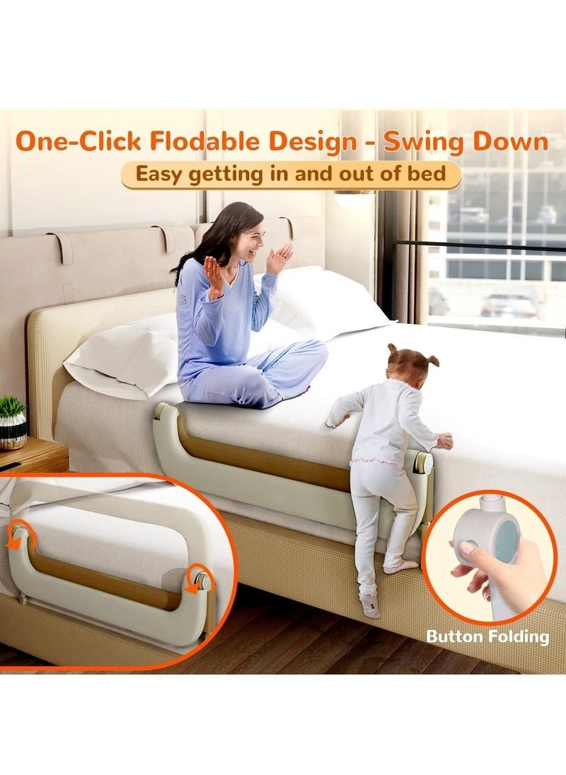 XiuWoo Bed Guard Rail for Toddlers 14 Level Adjustable Heights One-touch Folding up Sturdy Stable U-shaped Structure Portable Bed Railing for Baby Toddler Bed Rails Guard for Crib, Twin, Bunk, Full Size, Queen King Bed  - Image 2