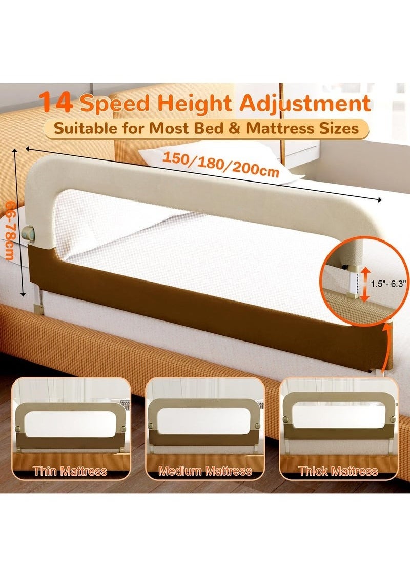 XiuWoo Bed Guard Rail for Toddlers 14 Level Adjustable Heights One-touch Folding up Sturdy Stable U-shaped Structure Portable Bed Railing for Baby Toddler Bed Rails Guard for Crib, Twin, Bunk, Full Size, Queen King Bed  - Image 3