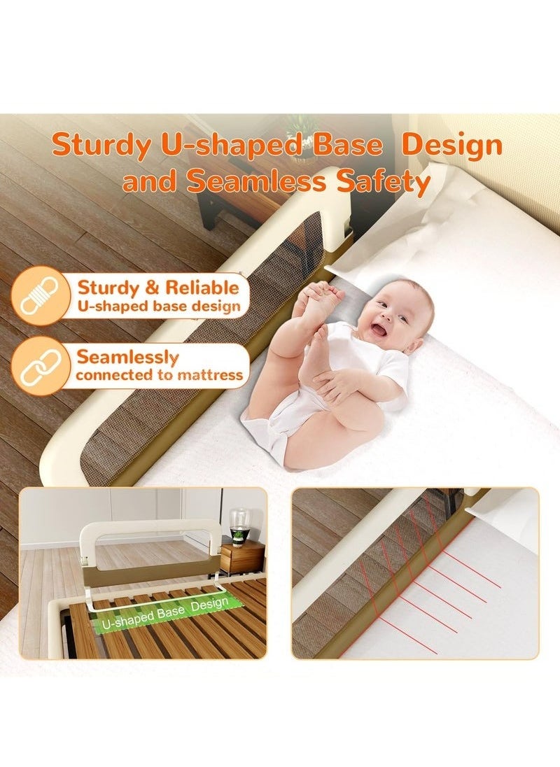 XiuWoo Bed Guard Rail for Toddlers 14 Level Adjustable Heights One-touch Folding up Sturdy Stable U-shaped Structure Portable Bed Railing for Baby Toddler Bed Rails Guard for Crib, Twin, Bunk, Full Size, Queen King Bed  - Image 4