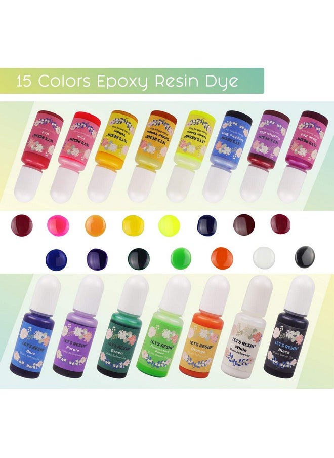 LET'S RESIN - Epoxy Resin Dye 15 Color Translucent Epoxy Resin Pigment Odorless Concentrated Epoxy Resin Paint Each 0.35Oz Liquid Resin Colorant For Resin Coloring Epoxy Resin Resin Molds - Image 1