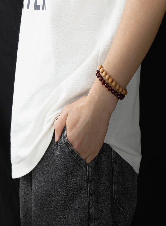 MILAKOO 5 Pcs Wood Prayer Bead Bracelet Mala Beaded Bracelets for Men Women 8mm - Image 5