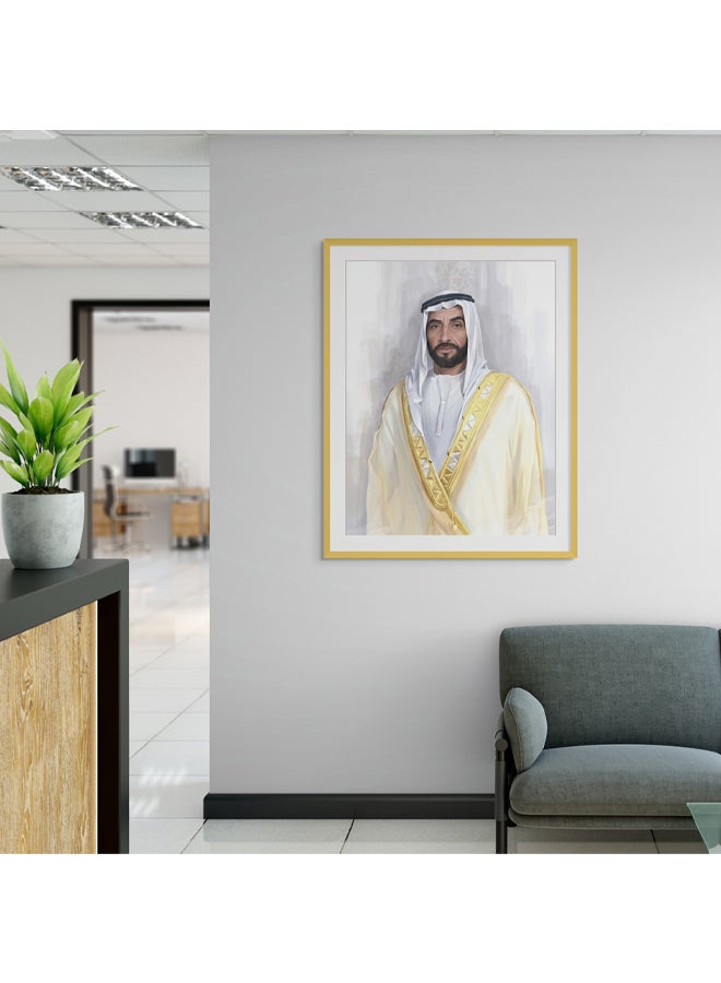 Art Decor Framed Fine Art of Sheikh Zayed Bin Sultan Al Nahyan Portrait UAE Wall Art with Matt Board Print Wall Decor for Home Living Room Office Decoration and Gifting - Image 3