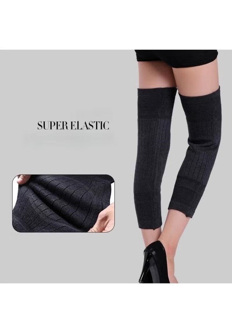 Generic - Unisex Winter Warm Thicken Cashmere Wool Knee Brace Support Pads Leg Warmers Thin Knee Sleeves for Men and Women Sports and Daily Wear (Dark Grey) - Image 1