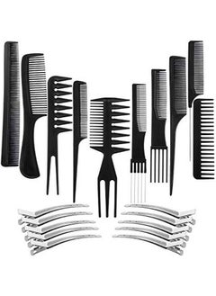 BOAO 10 Pieces Hair Barber Styling Comb Set With 10 Pieces Duck Bill Clips Hair Cutting Comb Set Salon Antistatic Stylists Comb Clip Set For Women Men (Black)  - Image 3