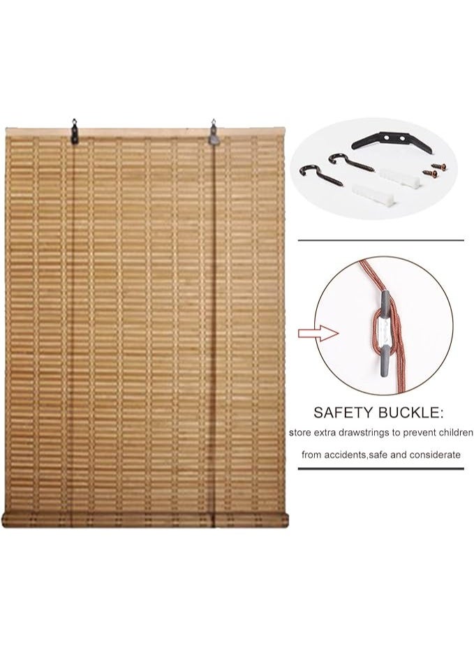 APLUS Bamboo blinds made of natural bamboo Basic color: beige with interwoven colors. Easy to install. Installation tools included. - Image 5