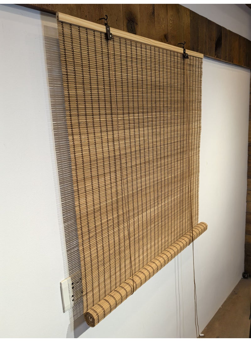 APLUS Bamboo blinds made of natural bamboo Basic color: beige with interwoven colors. Easy to install. Installation tools included. - Image 3