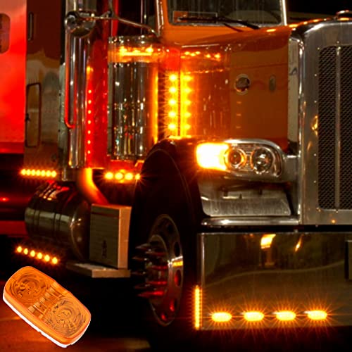 VINAUO Trailer Marker LED Clearance Lights, 14X Double Bullseye 7 Red & 7Amber 12 LED Side Marker Light Indicator 4x2 Inch Tiger Eye Surface Mount Taillights for Vehicles Truck RV Camper - Image 4