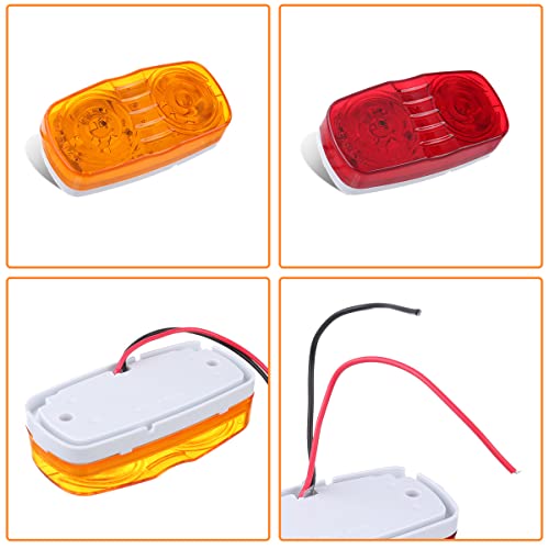 VINAUO Trailer Marker LED Clearance Lights, 14X Double Bullseye 7 Red & 7Amber 12 LED Side Marker Light Indicator 4x2 Inch Tiger Eye Surface Mount Taillights for Vehicles Truck RV Camper - Image 2