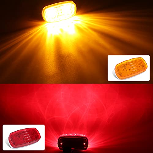 VINAUO Trailer Marker LED Clearance Lights, 14X Double Bullseye 7 Red & 7Amber 12 LED Side Marker Light Indicator 4x2 Inch Tiger Eye Surface Mount Taillights for Vehicles Truck RV Camper - Image 5