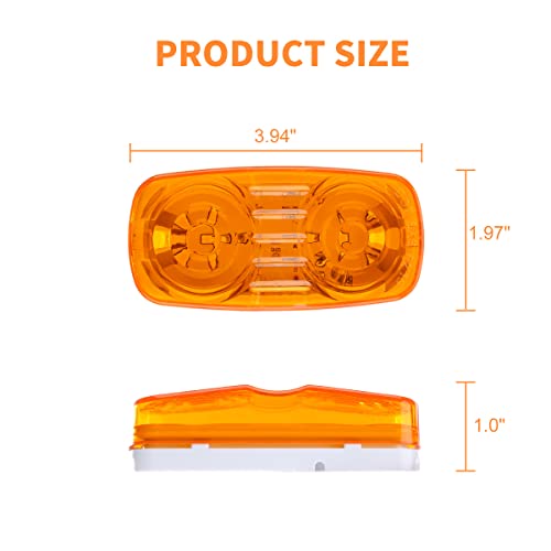 VINAUO Trailer Marker LED Clearance Lights, 14X Double Bullseye 7 Red & 7Amber 12 LED Side Marker Light Indicator 4x2 Inch Tiger Eye Surface Mount Taillights for Vehicles Truck RV Camper - Image 3