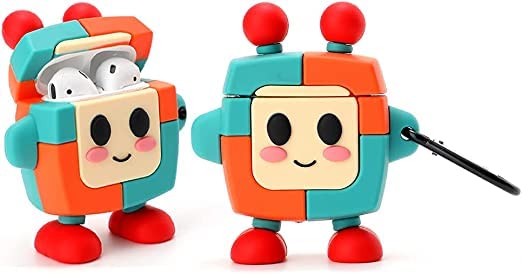 EMOH ROCED Apple AirPods Case Cover for 1st and 2nd Generation Protective Shock Proof Case Cover Compatible with AirPods 2&1 with Keychain (Kawai Robot) - Image 1