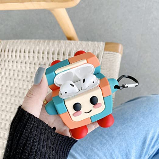 EMOH ROCED Apple AirPods Case Cover for 1st and 2nd Generation Protective Shock Proof Case Cover Compatible with AirPods 2&1 with Keychain (Kawai Robot) - Image 4