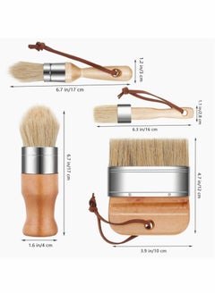 Excefore Chalk and Wax Paint Brushes, 5 Pieces Natural Bristles Wooden Handle DIY Painting and Waxing Brushes for Art Craft Wood Furniture Decor  - Image 2