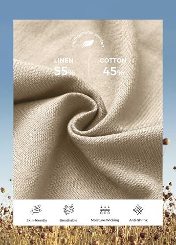 Willit Women Linen Pants Wide Leg Casual Palazzo Pants Cotton Linen Lounge Beach Summer Pants with Pockets 31" Khaki L - Image 4