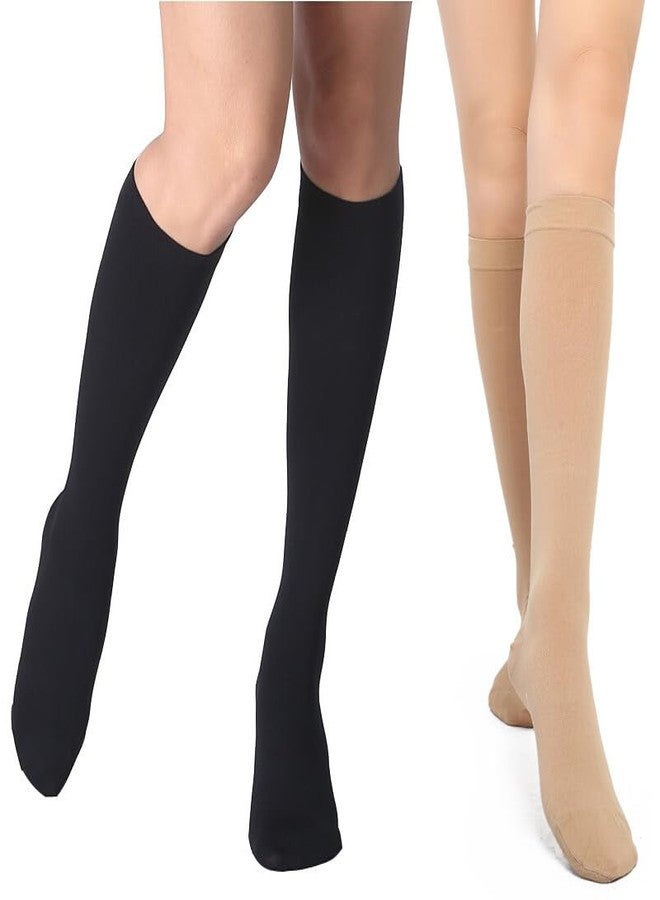 Dr Helix Varico Vein Compression Stocking Thigh High(XL) - Open Toe Support Socks for Men & Women - Skin & Black Color Combo - Improves Circulation, Reduces Swelling & Leg Fatigue - (Pack of 2) - Image 3
