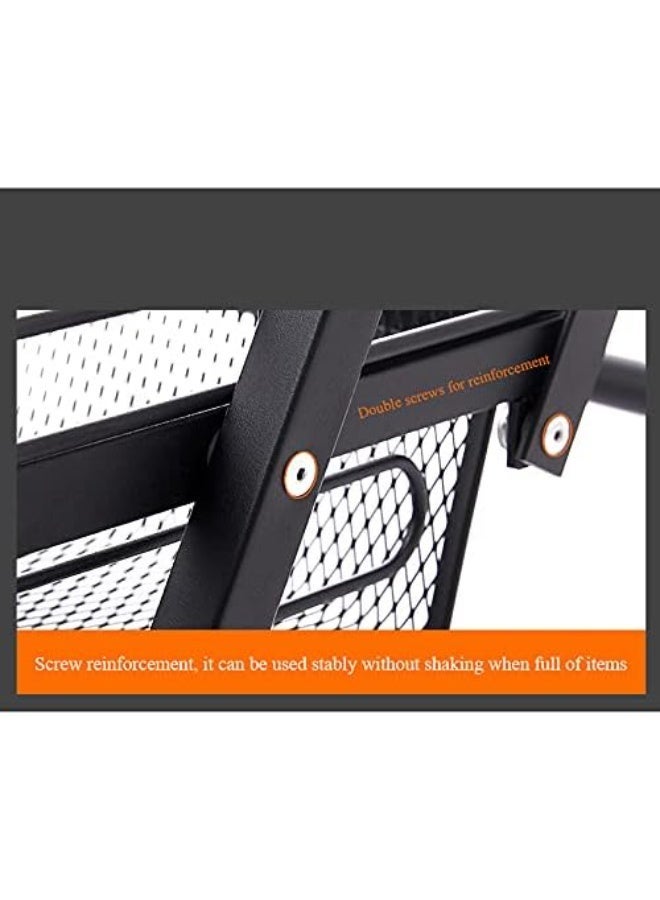 MOSH 3-Tier Black Rolling Storage Cart with Wheels – Heavy-Duty Metal Organizer Rack for Kitchen, Bathroom & Laundry, Foldable Narrow Space Trolley with Removable Drain Baskets - Image 5