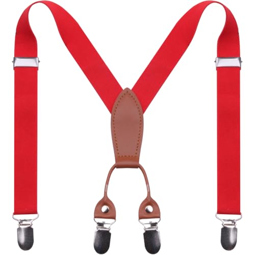 GUCHOL Suspenders Bow tie for Boys and Girls Adjustable Unisex Elastic With Strong Metal Clips(Red, 26 INCH(1-5Year) - Image 1