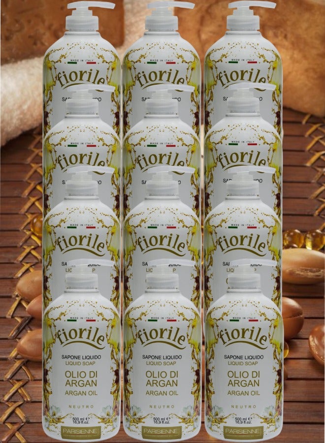 12 Pieces Fiorile Liquid Soap Argan Oil 500ml