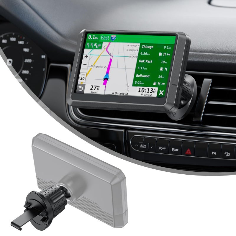 iGoevo Garmin GPS Car Mount â€“ Upgraded Metal Hook Air Vent Holder, 17mm Ball Air Vent Mount Compatible with Garmin Nuvi, Drive, DriveSmart, Dezl & Other 17mm Ball GPS Devices - Image 1