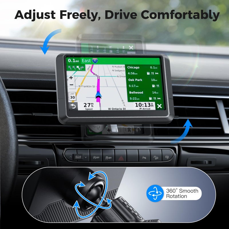 iGoevo Garmin GPS Car Mount â€“ Upgraded Metal Hook Air Vent Holder, 17mm Ball Air Vent Mount Compatible with Garmin Nuvi, Drive, DriveSmart, Dezl & Other 17mm Ball GPS Devices - Image 4