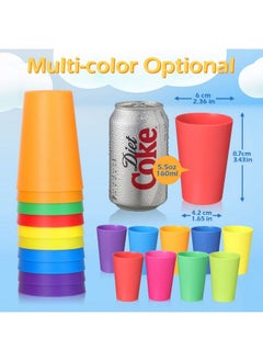 Yahenda 100 Pack 5.5 Oz Kids Reusable Plastic Cups Children Drinking Cups Colorful Plastic Cups Small Stackable Cups Toddler Cups Unbreakable For Toddlers Baby Adults School Camping Restaurant  - Image 3