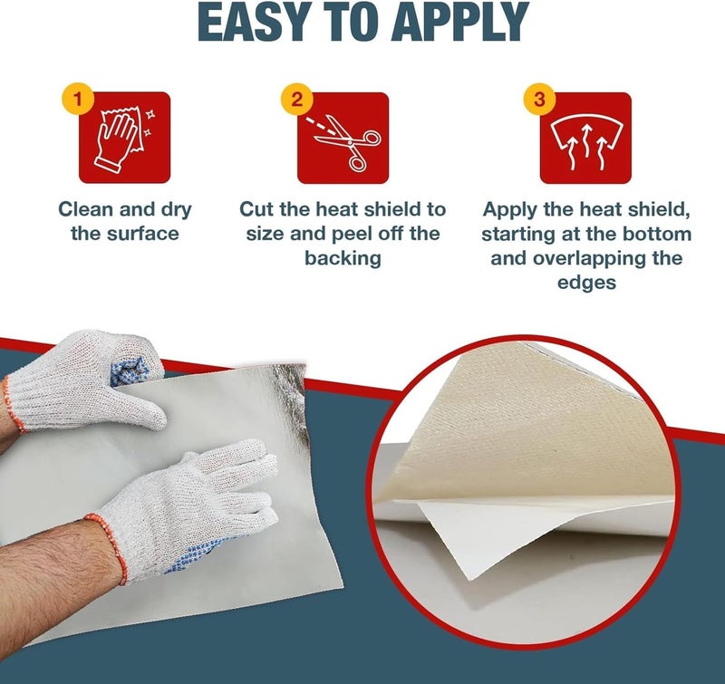 A-Team Performance - 13575 Adhesive Backed Aluminized Fiberglass Heat Shield Barrier Up To 2000 Degrees Fahrenheit Multi-Purpose - Compatible with Firewall Hoods Hoses and Doors 12" x 24" - Image 4