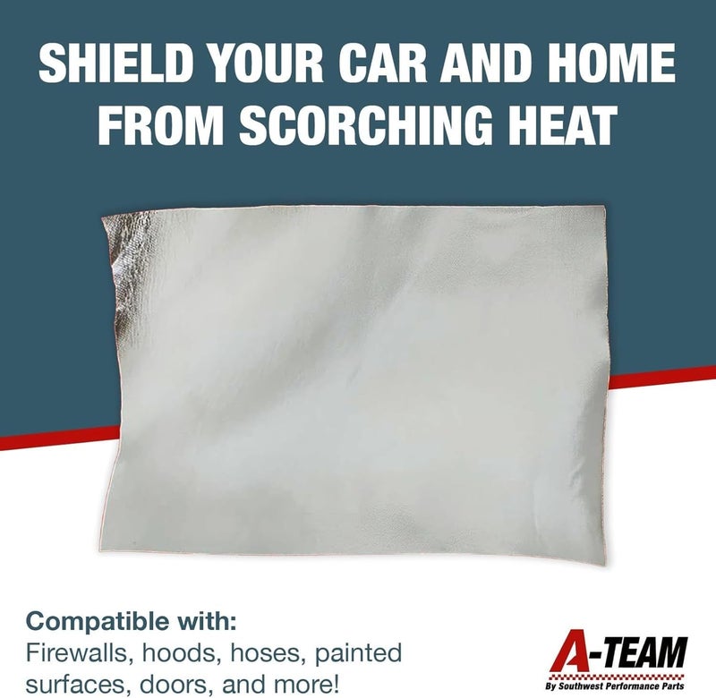 A-Team Performance - 13575 Adhesive Backed Aluminized Fiberglass Heat Shield Barrier Up To 2000 Degrees Fahrenheit Multi-Purpose - Compatible with Firewall Hoods Hoses and Doors 12" x 24" - Image 2