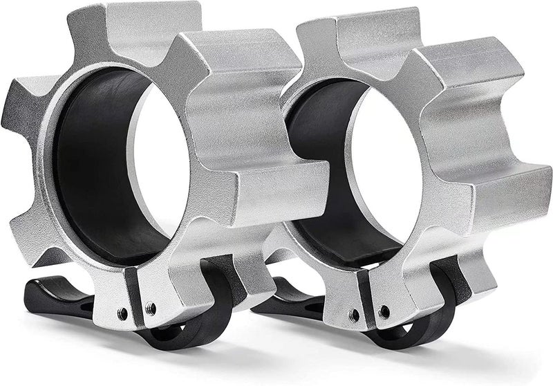 Berfea Metal Olympic Barbell Clamps 2inch Heavy Duty Exercise Collars,Weight Clips for 2" Barbell,Quick Release Weight Clamps for Weightlifting, Olympic Lifts Strength Fitness Training 1 Pair - Image 1