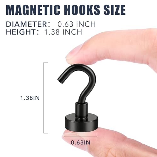 E BAVITE Black Magnetic Hooks, 30LB Strong Neodymium Magnet Hook for Cruise, Grill, Towel, Indoor Hanging, Kitchen, Workplace, Office and Garage - 6 Pack - Image 2