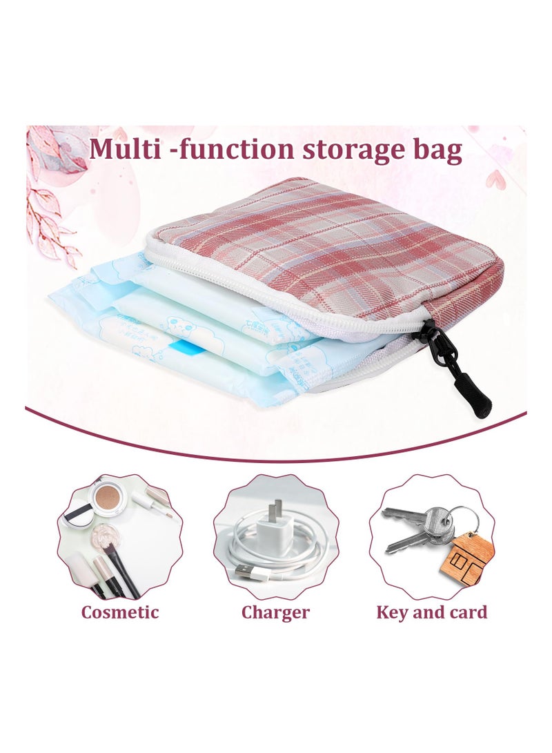 Excefore 3 Pcs Sanitary Napkin Storage Bag, Period Pouch, Period Bag, Lattice Feminine Menstrual Pad Tampon Storage Pouch, Portable Sanitary Pads Pouches First Period Bag for Teen Girls Women Ladies - Image 3