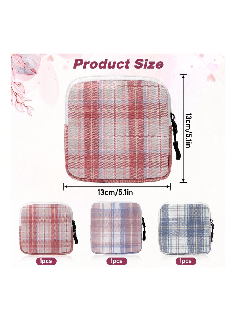 Excefore 3 Pcs Sanitary Napkin Storage Bag, Period Pouch, Period Bag, Lattice Feminine Menstrual Pad Tampon Storage Pouch, Portable Sanitary Pads Pouches First Period Bag for Teen Girls Women Ladies - Image 2